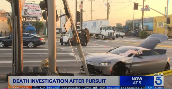 Crash: Aston Martin Driver Di*s After High-Speed Chase Ends in Pole Collision in Los Angeles